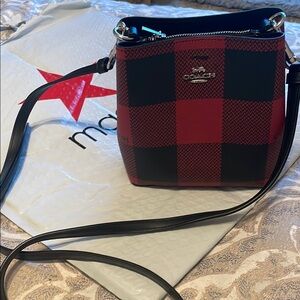 Coach Red and Black Checkered Women's Bag